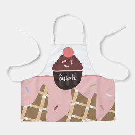 Delantal Cute Cupcake de Cono de Helado Rosado Purpurina Ro