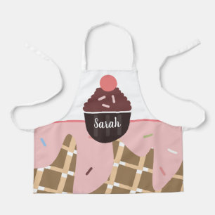 Delantal Cute Cupcake de Cono de Helado Rosado Purpurina Ro
