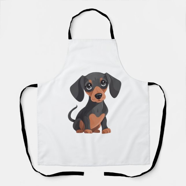 Delantal Cute Dachshund Personalizado Adorable Wiener Dog C (Anverso)