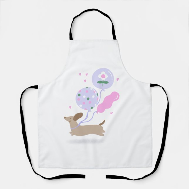Delantal Cute Dachshund Weiner Perro Lover Fiesta Rosa (Anverso)