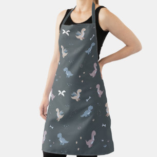 Delantal Cute Dino Patern Bluish Gray Apron