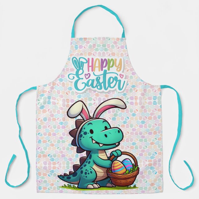 Delantal Cute, dinosaurio conejito de Pascua (Anverso)