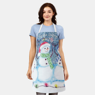 Delantal Cute divertida temporada de invierno arte acuarela
