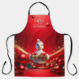 Delantal Cute Duck Christmas Holiday Apron