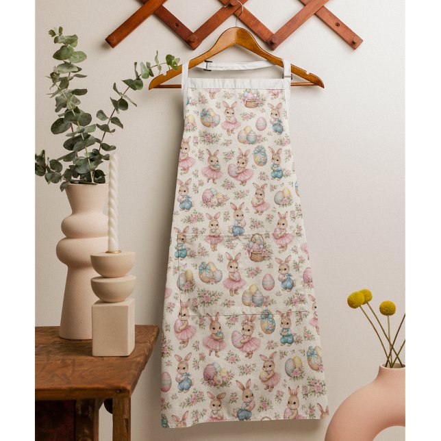Delantal Cute Easter Bunny Floral Pattern - Pastel Spring  (Subido por el creador)