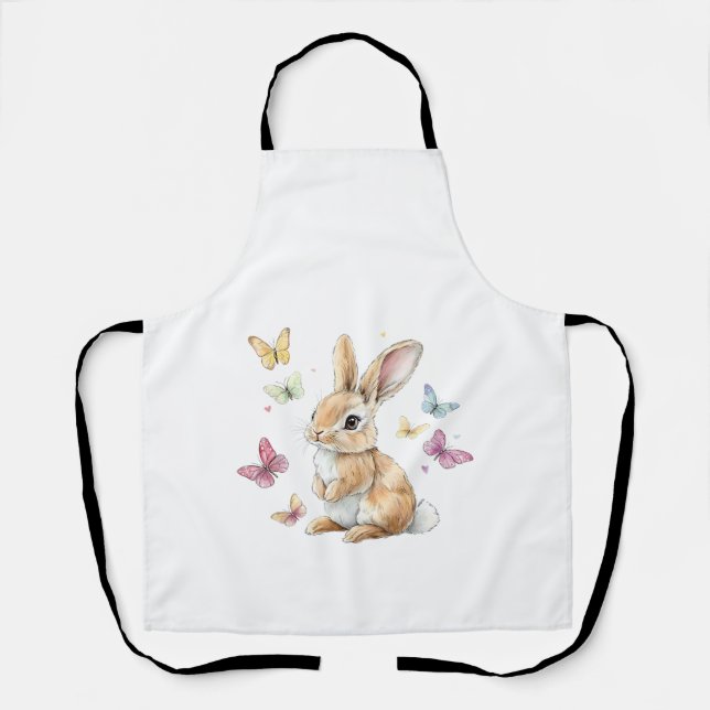 Delantal Cute Easter Bunny Rabbit Butterfly T-Shirt (Anverso)