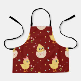 Delantal Cute Easter Chick with Pink Bow Seamless Pattern 