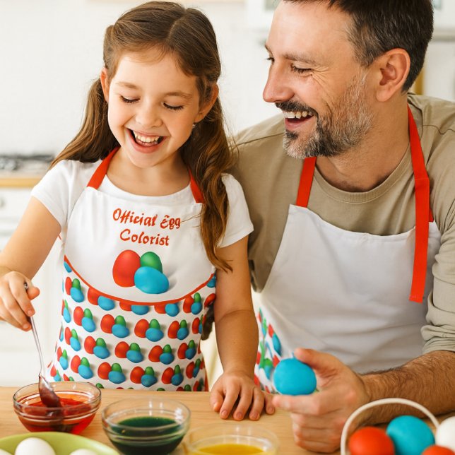 Delantal Cute Easter Colorante De Huevos  (Cherished memories of egg coloring with family are made even sweeter with this adorable apron.)