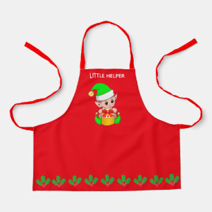 Delantal Cute elfo ayudante de Navidad en rojo