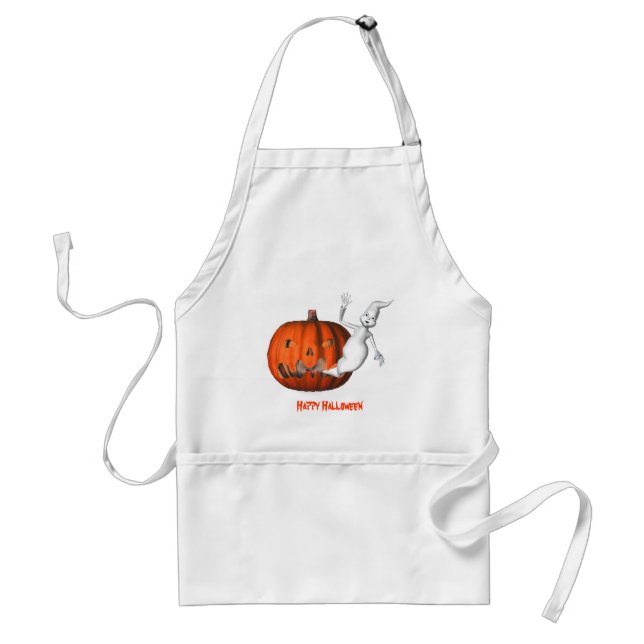 Delantal Cute fantasma Jack O Lantern Halloween (Frente)