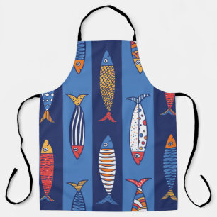 Delantal Cute fish. Kids background. Seamless pattern