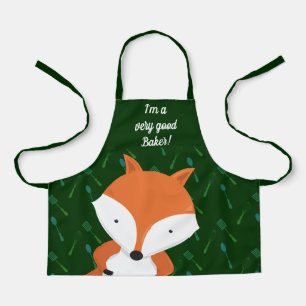 Delantal Cute Fox Green Baker Apron