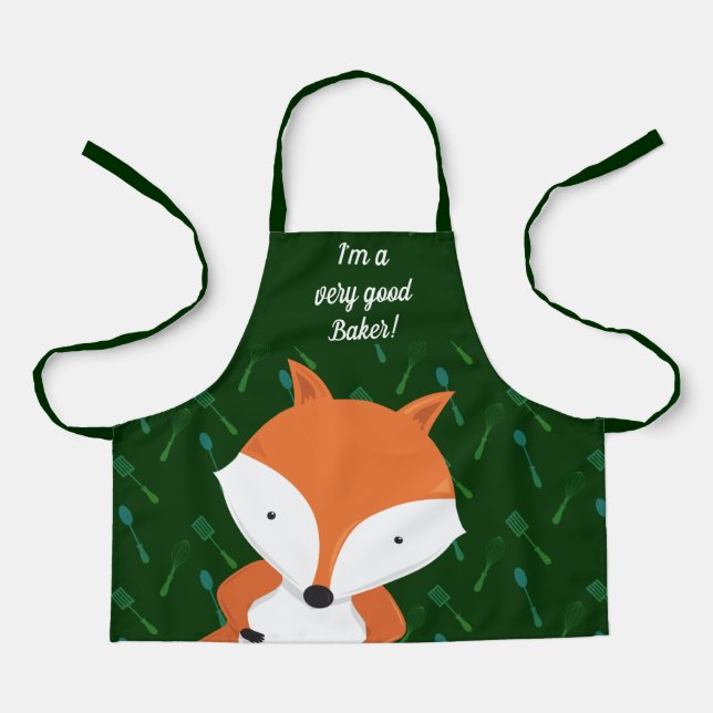 Delantal Cute Fox Green Baker Apron (Anverso)