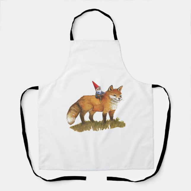 Delantal Cute Fox Y Su Amigo Gnome (Anverso)
