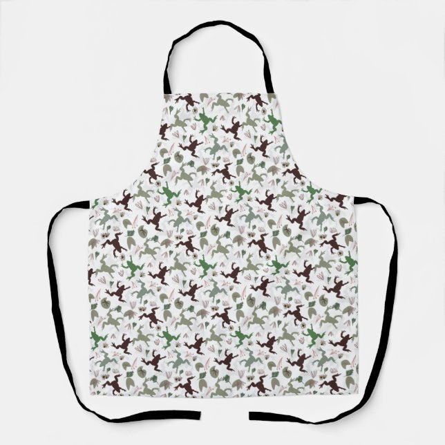 Delantal Cute Frogs Nature Floral Pattern (Anverso)