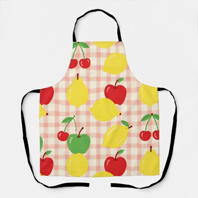 Delantal Cute Fruit Gingham Pattern (Anverso)