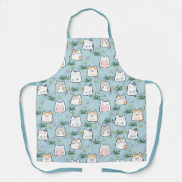 Delantal Cute Gatos Corazón Azul Tema
