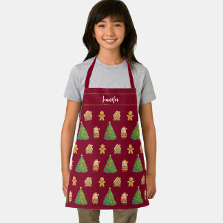 Delantal Cute Gingerbread Santa Pattern Cozy Kids