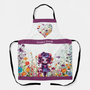 Delantal Cute Gothic Garden Sugar Skull