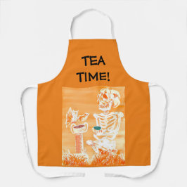 Delantal Cute Halloween Skeleton-Bat Tea Kitchen Apron