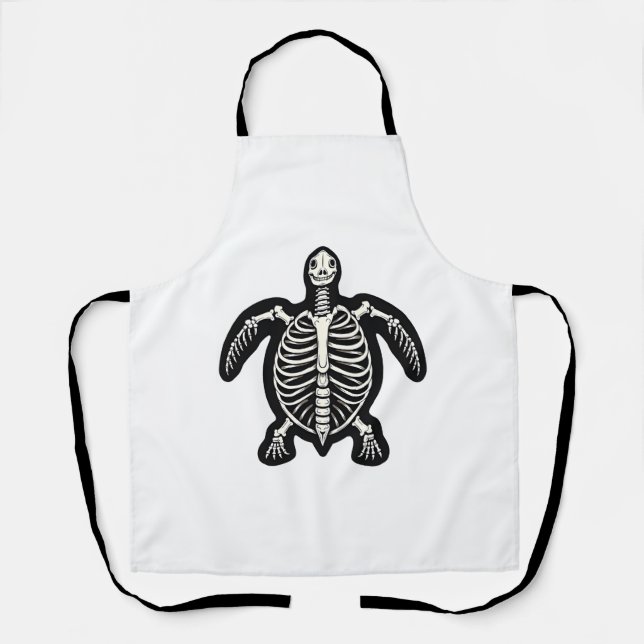 Delantal Cute Halloween Turtle Skeleton Tortoise Fossiers A (Anverso)
