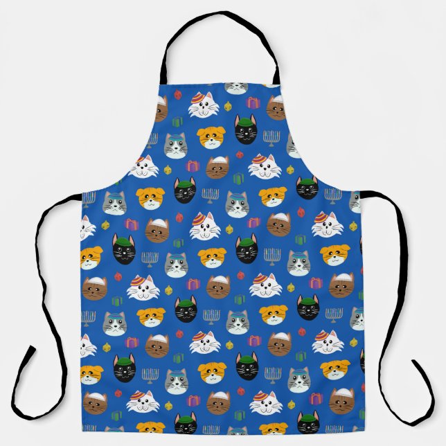 Delantal Cute Hannukah Cat Patterado (Anverso)