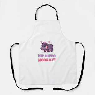 Delantal Cute HIP HIPPO HOORAY MOO DENG Personalizado Anima