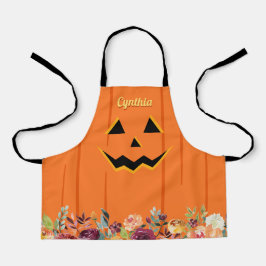 Delantal Cute Jack O' Lantern Halloween Calabaza Floral Niñ