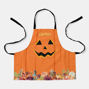 Delantal Cute Jack O' Lantern Halloween Calabaza Floral Niñ