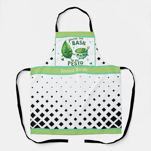 Delantal Cute Kawaii Basil y Pesto (Anverso)
