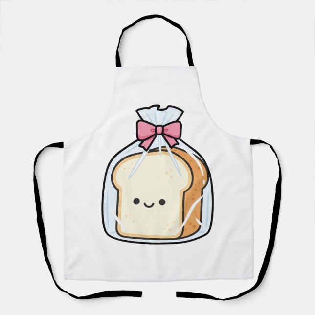 Delantal Cute Kawaii Cartoon Illustration of Sliced Bread  (Anverso)