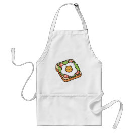 Delantal Cute Kawaii Cat Fried Egg on Toast Illustration