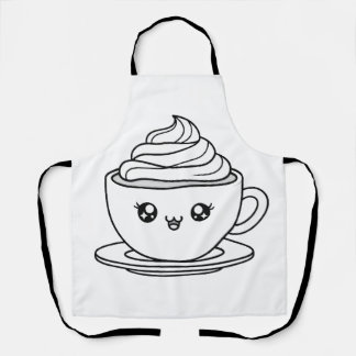 Delantal Cute Kawaii Coffee Cup Illustration