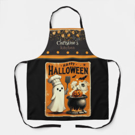 Delantal Cute kawaii Happy Halloween nombre personalizado