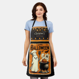 Delantal Cute kawaii Happy Halloween nombre personalizado