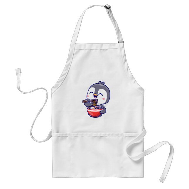 Delantal Cute Kawaii Penguin Eating Ramen Bowl (Frente)