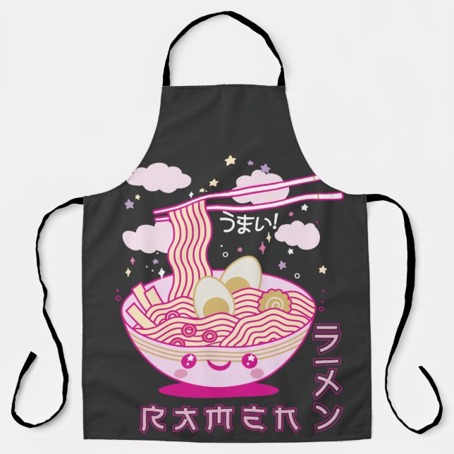 Delantal Cute Kawaii Ramen Noodles Anime Chicas de Ramen, a (Anverso)