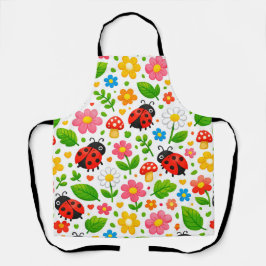 Delantal Cute Ladybugs Floral Kids with Flowers and Leaves