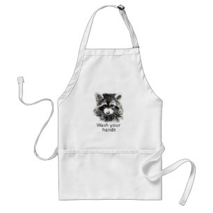 Delantal Cute Lavabo Lávese las manos Raccoon Animal Art
