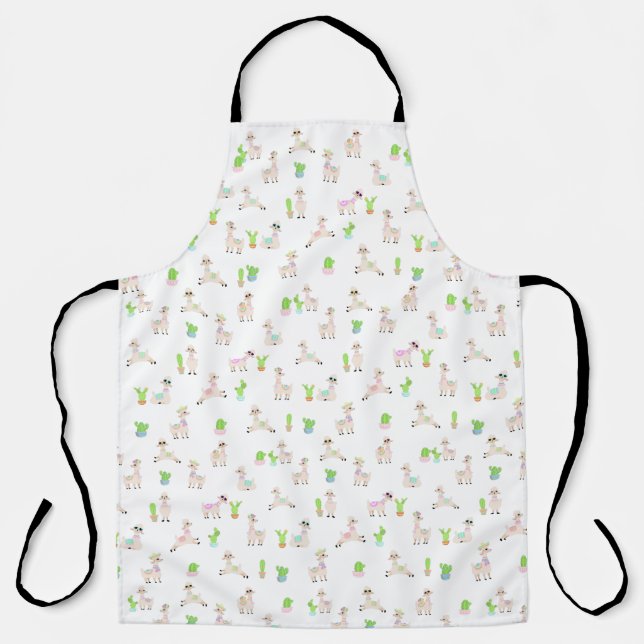 Delantal Cute Llamas y cactus Apron (Anverso)