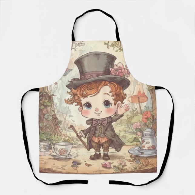 Delantal Cute Mad Hatter Whimsical Wonderland Woodland Art (Anverso)