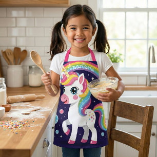 Delantal Cute Magical Brillante Galaxia Unicornio Arcoíris