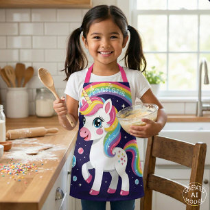 Delantal Cute Magical Brillante Galaxia Unicornio Arcoíris