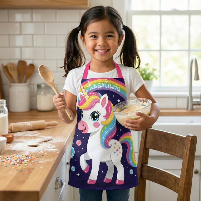 Delantal Cute Magical Sparkly Galaxy Unicorn Rainbow (Subido por el creador)