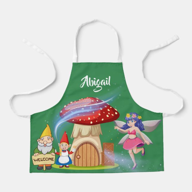 Delantal Cute mágico Goblin Fairy Personalized Name kids (Anverso)