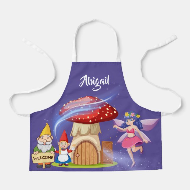 Delantal Cute mágico Goblin Fairy Personalized Name kids (Anverso)