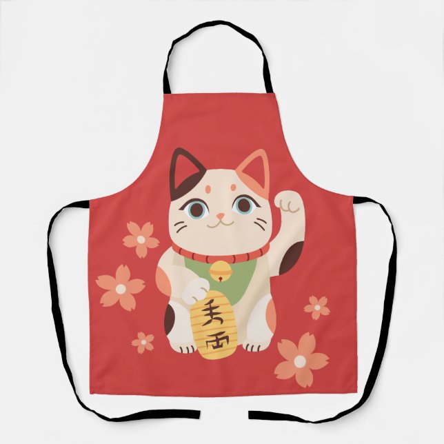 Delantal Cute Maneki Neko Lucky Cat (Anverso)