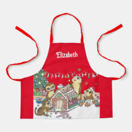 Delantal Cute Meerkat Holiday Gingerbread casa Apron de niñ