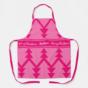 Delantal Cute Merry Christmas Trees Nombre personalizado Ap