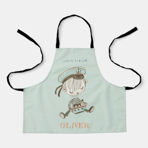 Delantal Cute moderno Aqua Blue Boys Pequeño marinero Náuti